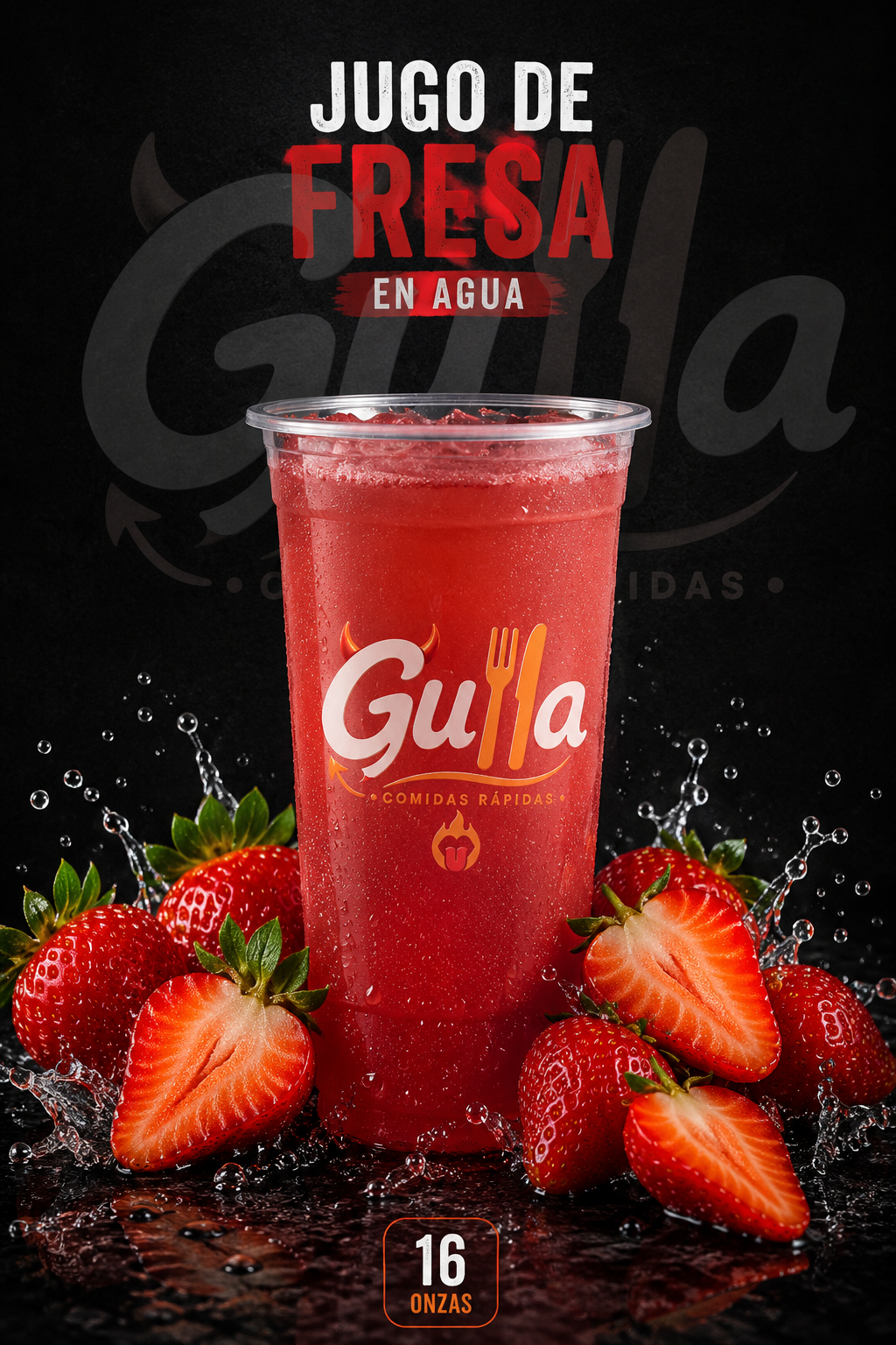 Jugo de fresa en agua